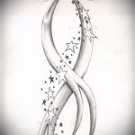 íj tetoválás vázlata a 376 -os számmal - a minta érdekes változata, amely sikeresen használható az íj véglegesítésére és tetőként történő felhelyezésére