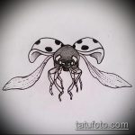 katicabogár tetoválás vázlata # 867 - a rajz hűvös változata, amely sikeresen használható a katicabogár tetoválás véglegesítésére és alkalmazására fekete -fehér