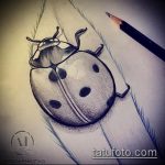 105 -ös katicabogár tetoválás vázlata - a rajz hűvös változata, amely jól használható a katicabogár tetoválásaként a nyakon