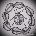 a katicabogár tetoválás vázlata a 233 -as számmal a minta érdekes változata, amely jól használható a kis katicabogár átalakítására és alkalmazására