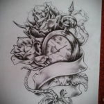 vázlat tetoválóóra rózsákkal 2019.09.19. №004 - vázlat a tetováló karóra