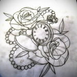vázlat tetoválóóra rózsákkal 2019.09.19. №003 - vázlat a tetováló karóra