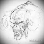 Szkice tatuażu czaszki czarno-białe 17.09.2019 №041 - Szkice tatuażu czaszki bla -