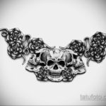 Szkice tatuażu czaszki czarno-białe 17.09.2019 №038 - Szkice tatuażu czaszki bla -