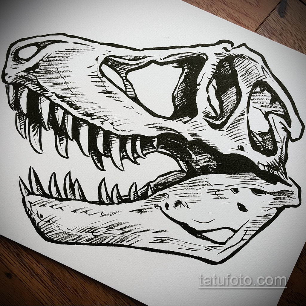 tatuaż czaszki na szkicu pędzla 17.09.2019 №007 - tatuaż czaszki na szkicu pędzla -