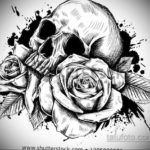 Szkice tatuażu czaszki czarno-białe 17.09.2019 №031 - Szkice tatuażu czaszki bla -