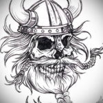 Szkice tatuażu czaszki czarno-białe 17.09.2019 №032 - Szkice tatuażu czaszki bla -