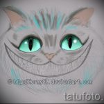 A cheshire macska tetoválási vázlatának hűvös változata - használható cheshire macska tetoválására a lábán