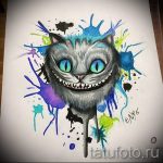 A Cheshire -macska tetoválási vázlatának egyedi változata - használható Cheshire -macska tetoválásához férfiak számára