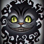 A cheshire macska tetoválási vázlatának hűvös változata - használható egy cheshire macska tetoválására az erdőben