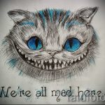 Cheshire -macska tetoválási vázlatának stílusos változata - használható egy Cheshire -macska tetoválásához hengerben