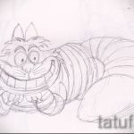 A Cheshire -macska tetoválási vázlatának egyedi változata - felhasználható egy Cheshire -macska tetoválásához a játékból