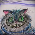 A Cheshire macska tetoválási vázlatának hűvös változata - használható Cheshire macska tetoválására a nyakán