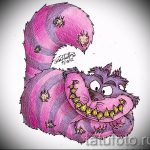 A cheshire macska tetoválási vázlatának stílusos változata - használható cheshire macska tetoválására órával