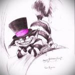 A cheshire macska tetoválási vázlatának érdekes változata - használható cheshire macskához és kalapos tetováláshoz