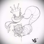 A cheshire macska tetoválási vázlatának stílusos változata - használható egy cheshire macska karon tetoválásához