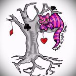 A Cheshire -macska tetoválási vázlatának egyedi változata - használható Cheshire -macska tetoválásához a bordákon