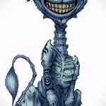 A Cheshire -macska tetoválási vázlatának érdekes változata - használható egy Cheshire -macska tetoválására órával