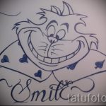 A cheshire macska tetoválási vázlatának stílusos változata - használható egy cheshire macska tetoválására a nyakon