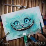 A Cheshire -macska tetoválási vázlatának egyedi változata - használható egy Cheshire -macska karon lévő tetoválására