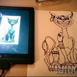 A cheshire macska tetoválási vázlatának stílusos változata - használható egy dühös cheshire macska tetoválására