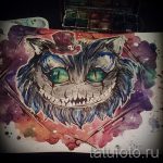 A Cheshire -macska tetoválási vázlatának érdekes változata - használható Cheshire -macska tetoválására a csuklón