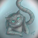 A Cheshire -macska tetoválási vázlatának egyedi változata - használható Cheshire -macska tetoválására a lábán