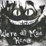 A cheshire macska tetoválási vázlatának egyedi változata - használható cheshire macska tetováláshoz lányoknak