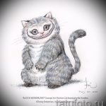 A cheshire macska tetoválási vázlatának stílusos változata - használható a cheshire macska tetoválásához a kulcscsonton