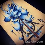 a halálos ereklyék tetoválásának vázlata ( # 946) a minta érdekes változata, amely sikeresen használható a háton lévő halálos ereklyék véglegesítésére és felhelyezésére tetoválásként