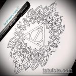 a halálos ereklyék tetoválásának vázlata # 417 a minta érdekes változata, amely jól használható a halálos ereklyék feldolgozására és felhelyezésére a karra tetoválásként