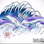 dolphin tattoo sketch №98 - an exclusive version of the drawing, which can be well used for refinement and drawing a dolphin meaning on the arm as a tattoo