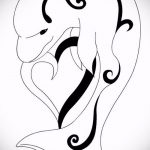dolphin tattoo sketch # 714 - a unique version of the pattern that can be successfully used for processing and applying as a dolphin tattoo on the leg