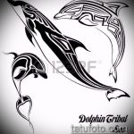 dolphin tattoo sketch №163 - an interesting version of the picture, which can be well used for transforming and applying as a dolphin and sun tattoo