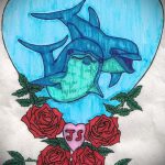 dolphin tattoo sketch # 198 is a cool version of the pattern that can be successfully used for alteration and applying as a dolphin tattoo on the wrist