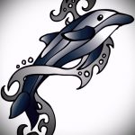 dolphin tattoo sketch # 274 - a cool version of the drawing, which can be successfully used for revision and drawing as a tattoo dolphin polynesia