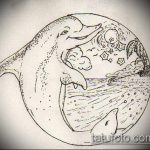 dolphin tattoo sketch # 641 is a cool version of the picture that can be successfully used for revision and applying as a dolphin tattoo on the neck