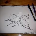 dolphin tattoo sketch №606 - an exclusive version of the picture, which can be successfully used for revision and application as a dolphin tattoo on the leg