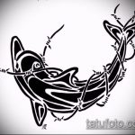 dolphin tattoo sketch # 572 - an interesting version of the pattern that can be successfully used for alteration and applying as a dolphin tattoo on the wrist