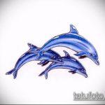dolphin tattoo sketch №955 - an exclusive version of the pattern that can be well used for transforming and applying a tattoo on the leg like a dolphin
