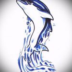 dolphin tattoo sketch №925 - an interesting version of the pattern, which can be successfully used for processing and applying as a tattoo dolphin hand