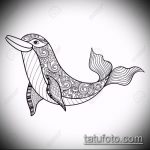 dolphin tattoo sketch # 763 - an interesting version of the pattern that can be easily used for alteration and applying as a dolphin tattoo on the wrist
