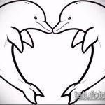 dolphin tattoo sketch №650 - an exclusive version of the pattern that can be easily used for processing and applying as a dolphin tattoo meaning on the leg
