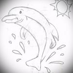 dolphin tattoo sketch # 715 - a cool version of the drawing that can be successfully used for processing and applying as a dolphin tattoo on the leg