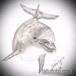 dolphin tattoo sketch # 876 - an exclusive version of the pattern that can be successfully used for processing and applying as a dolphin tattoo on the leg
