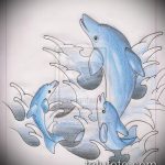 dolphin tattoo sketch # 704 - an exclusive version of the pattern that can be successfully used for processing and applying as a dolphin tattoo on the neck