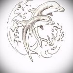 dolphin tattoo sketch # 64 is a cool version of the pattern that can be successfully used for alteration and applying a tattoo on the leg like a dolphin