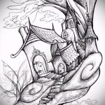 A fa tetoválás vázlata # 181 a minta klassz változata, amely sikeresen használható a madarak fájának véglegesítésére és alkalmazására tetoválásként