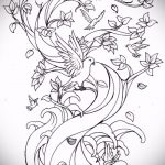 fa tetoválás vázlata # 972 - a minta érdekes változata, amely sikeresen használható a faág tetoválásként történő véglegesítésére és alkalmazására