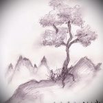 fa tetoválási vázlat # 387 - a minta exkluzív változata, amely sikeresen használható egy fa módosítására és tetoválására egy háromszögben